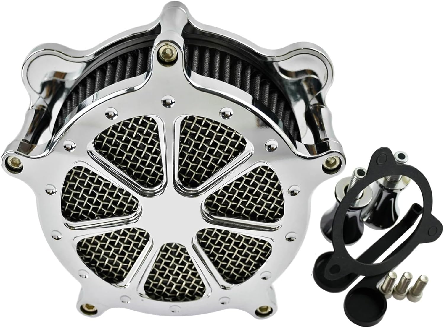 Motorcycle Chrome Air Cleaner Grey Intake Filter kit(Air Filter C)