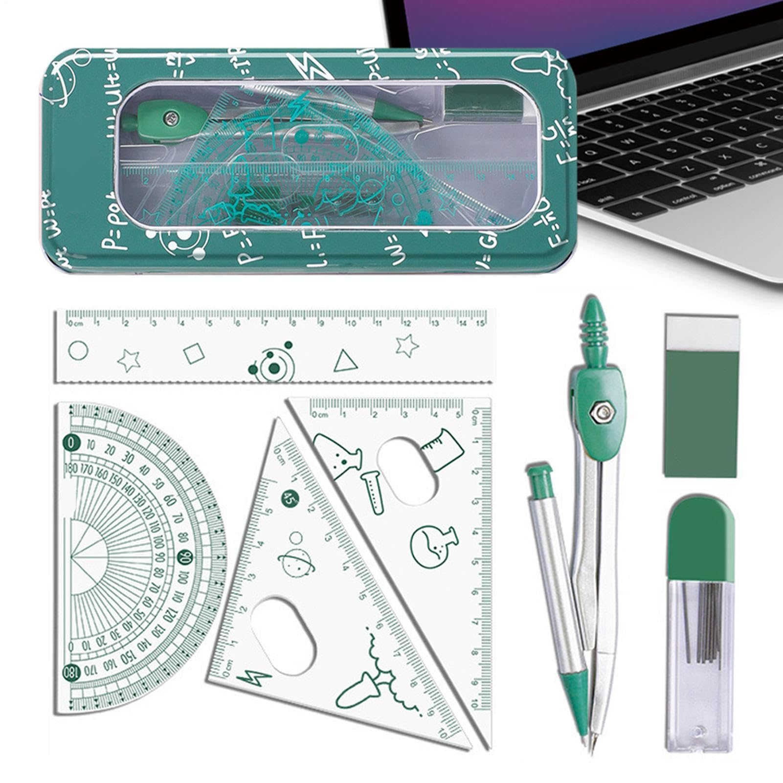 Geometrie-Set für Schule, Winkelmesser, bruchsicher und wiederverwendbar | Geometrie-Instrumenten-Set für Schüler der High School College Universität Klassenzimmer Jungen Mädchen