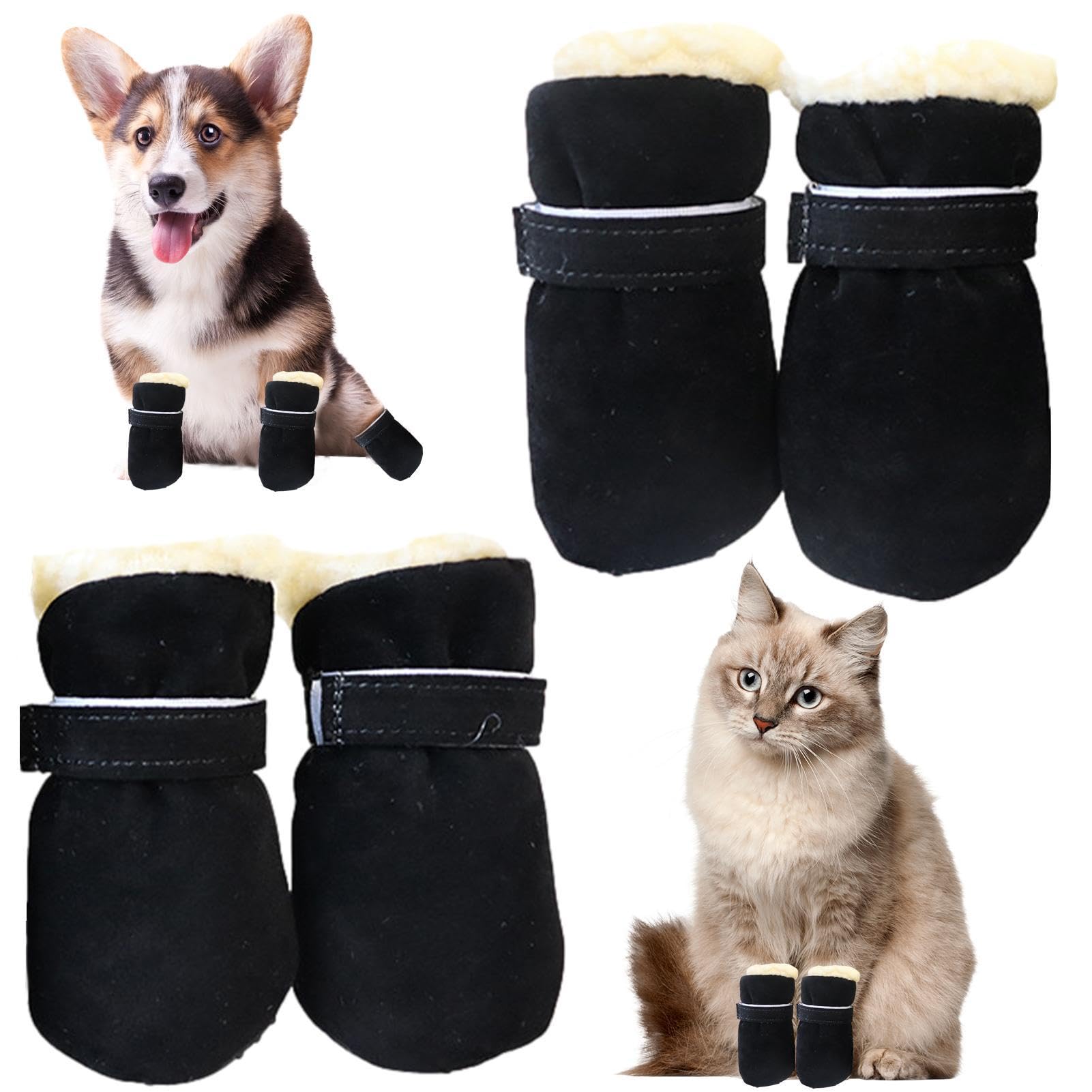 Dog Winter Boots - Waterproof Cold Weather Dog Shoes, Non Slip Adjustable Winter Pet Boots | Comfortable Insulated Dog Footwear, Anti Skid Protective Paw Shoes for Small Medium Large Dogs