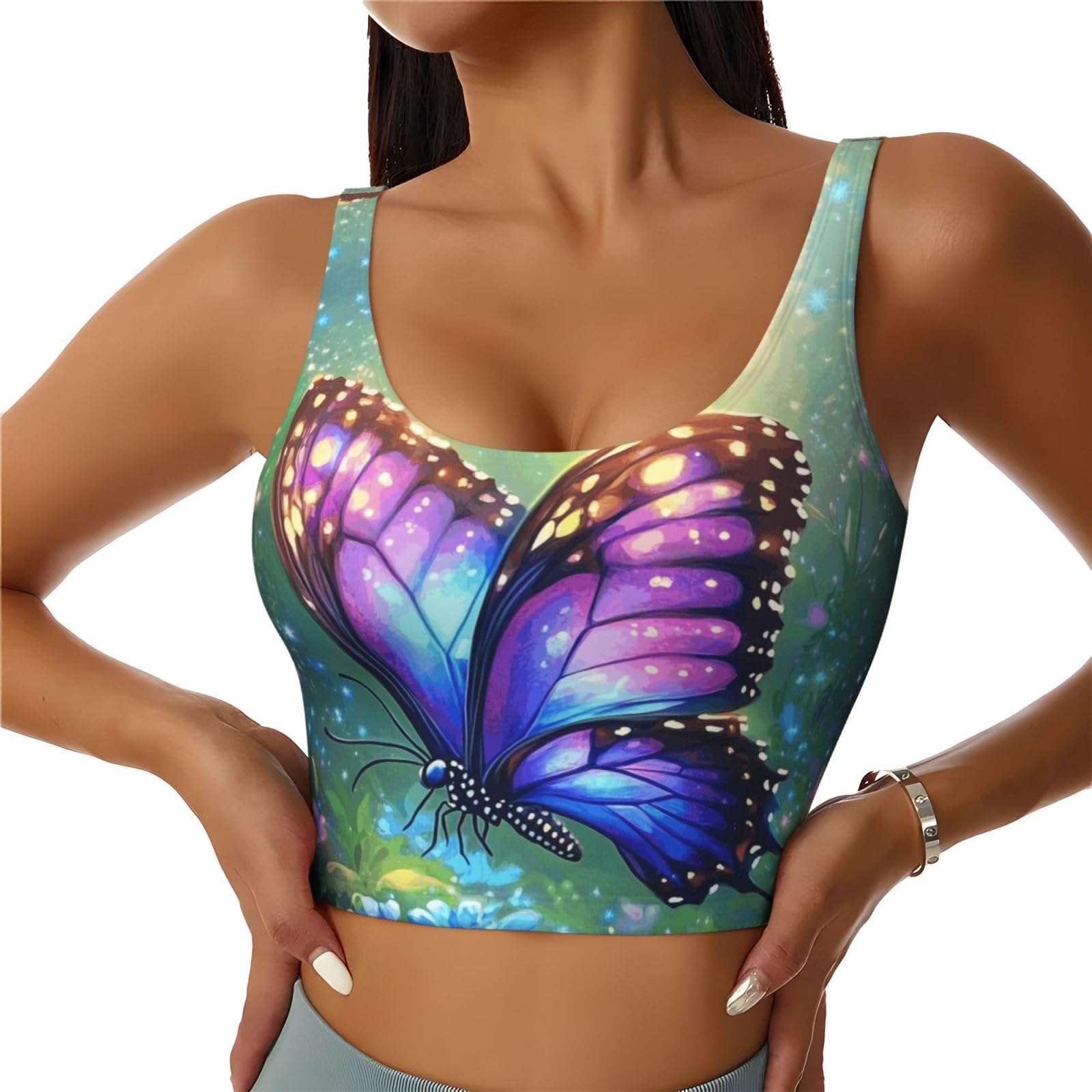 Camiseta deportiva para mujer sin mangas brillante Mexpekil con cuello en U para ejercicio 8