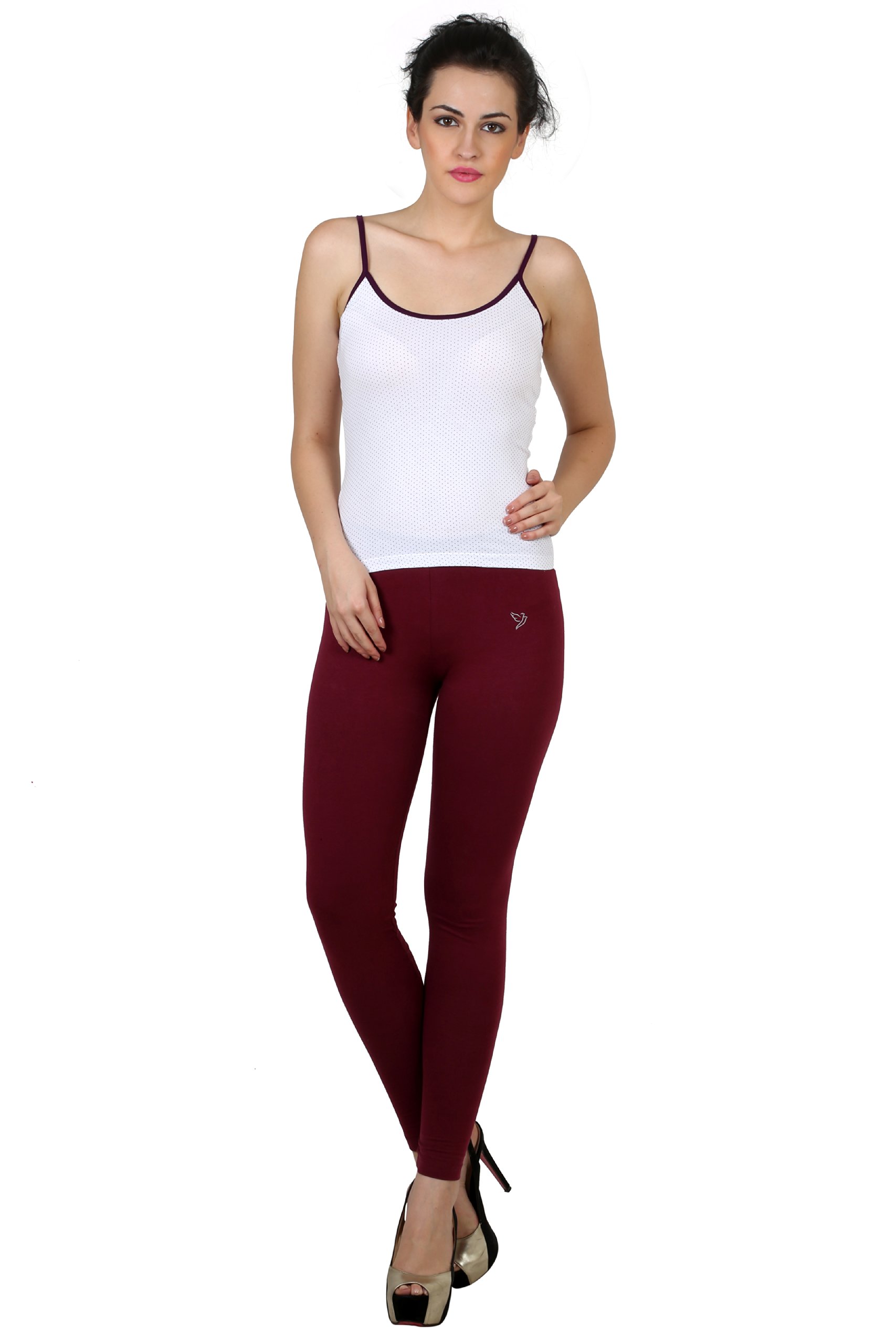 Twin Birds Solid Color Super Combed Cotton Jersey Knit Leggings (Grape Vine, Large)