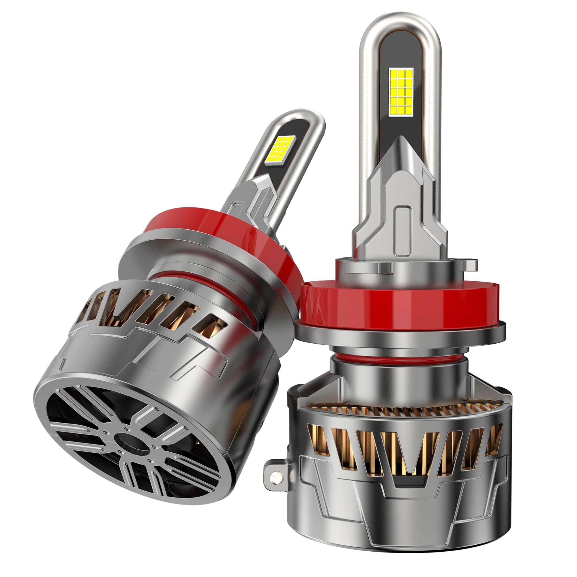 Ampoule LED H11 Kit d'éclairage LED de remplacement 38000LM 160W, Plug and Play Taille 1:1 Phare H11 Feux de route et de croisement blancs 6500K pour voitures 12V