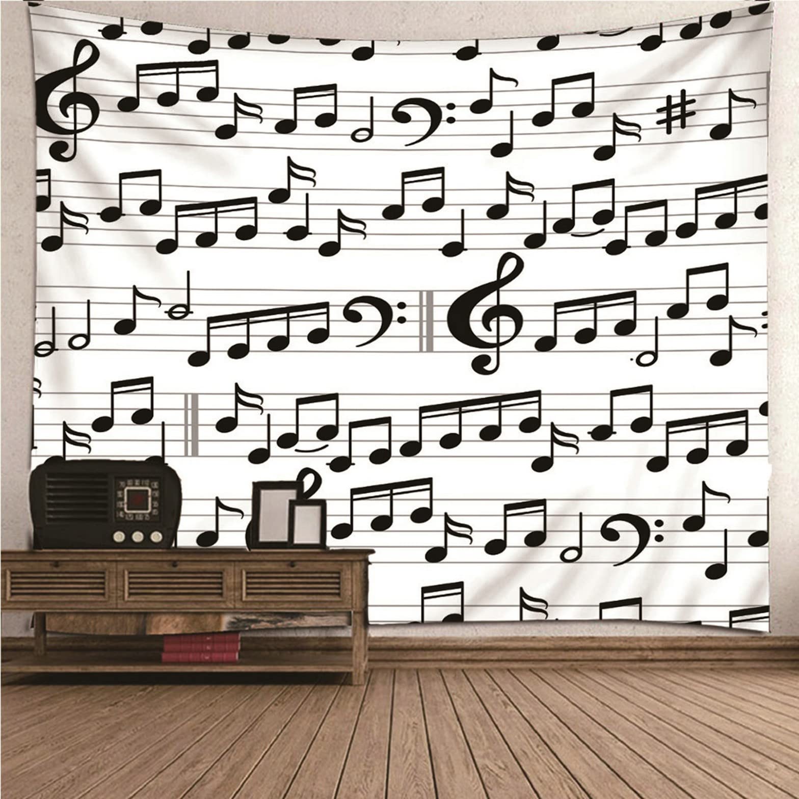 Tapiz de cocina con efecto visual 3D: tela de 200x150cm con notas musicales abstractas 8