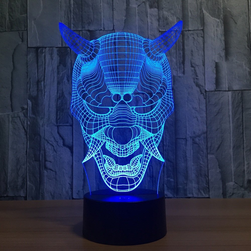 HPBN8 3D-Schädel-Lampe Mit USB – 7 Farben, Optische Illusion, Cooles Nachtlicht Fürs Zimmer
