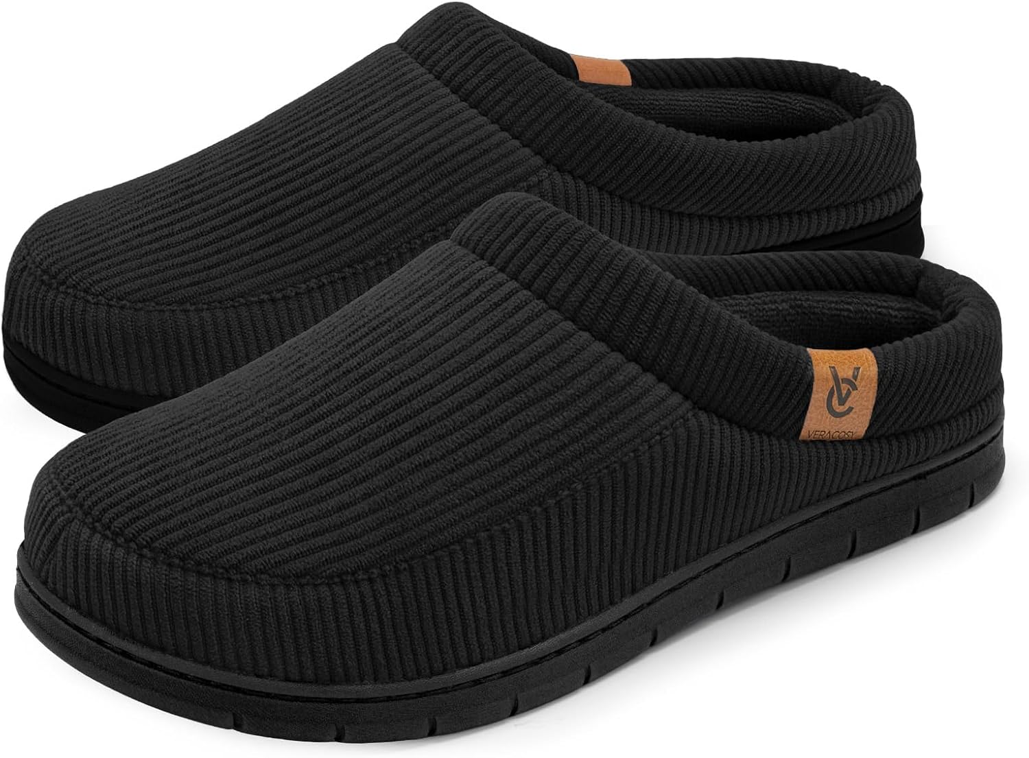 VeraCosy Men's Moccasin Slippers Comfy Soft Durable Slip-on Indoor Memory Foam House Shoes