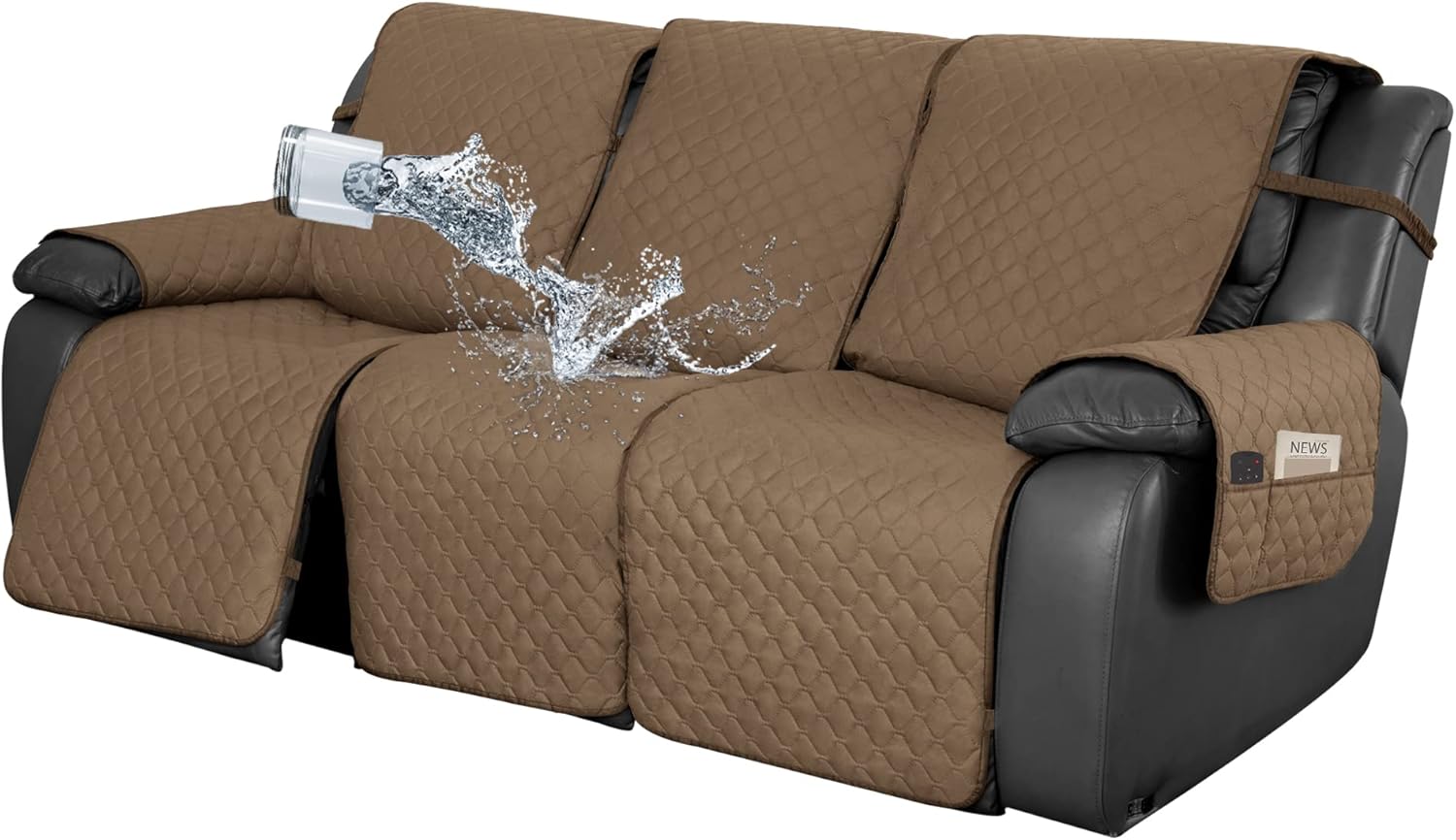 EasyGoing Waterproof Recliner Sofa Cover with Pocket, 1Piece Reversible Couch
