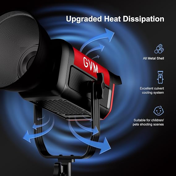 GVM 200W LED Video Light, 2700K-6800K Continuous Output Lighting LED COB Light with DMX/Bluetooth App Control, YouTube Studio Light for Film Recording Photography, CRI 97+