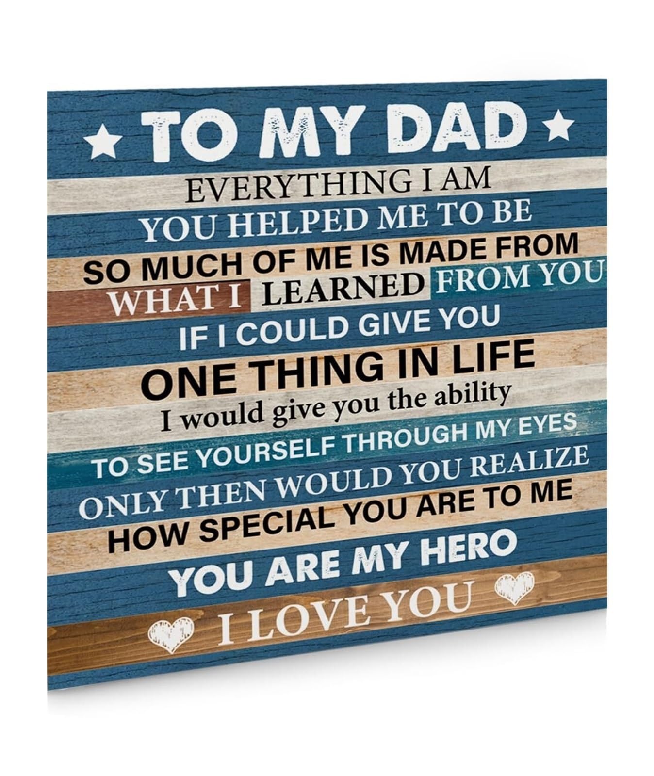 MDBJTCYZN Inspirational Dad Poster - The Best Father Gift From Daughter Son, Hero Quote Canvas Print for Dad's Day(Framed,12x18inch(30x45cm))