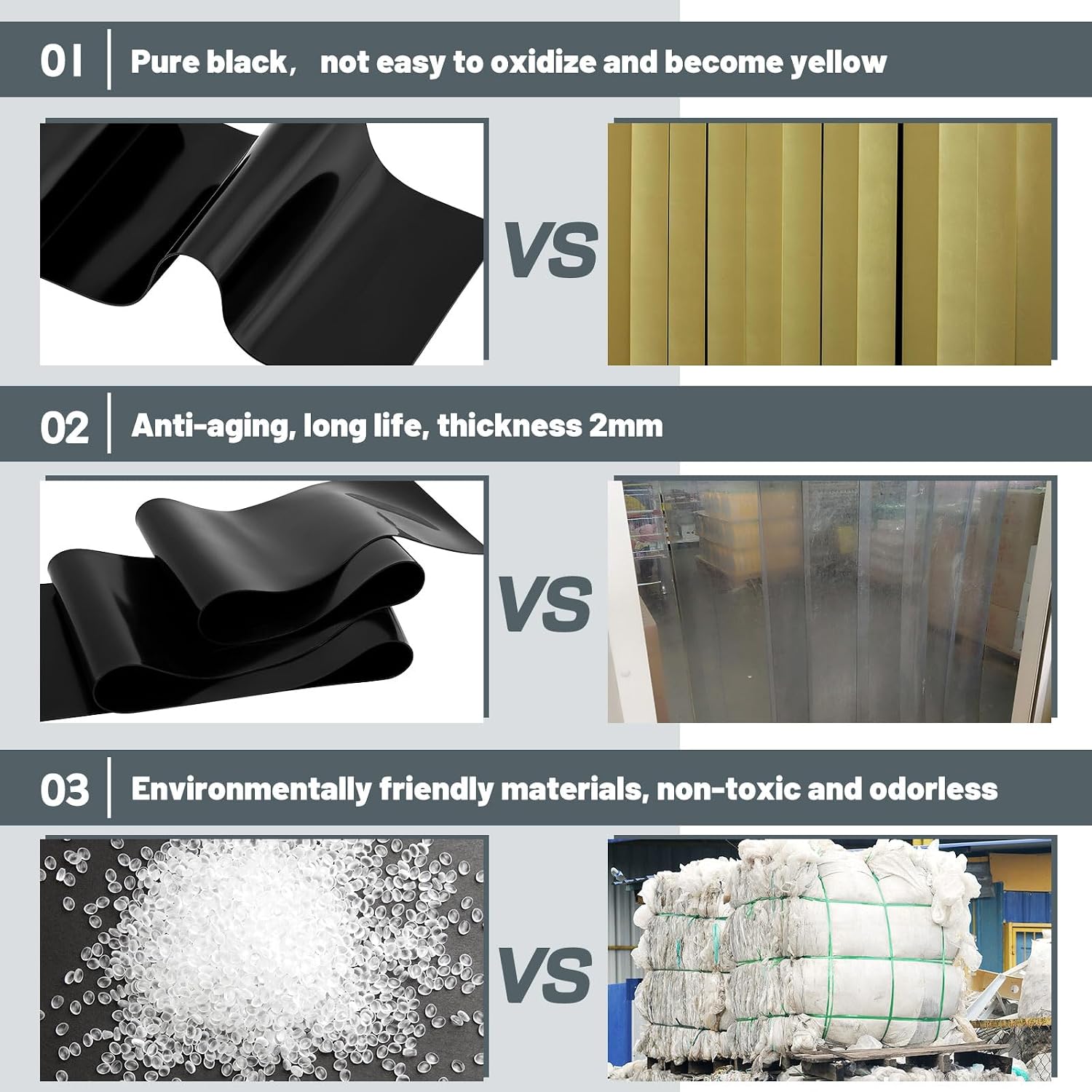 Juexica 96 X 96 Inch Black Freezer Door Curtain Plastic Strips image 5