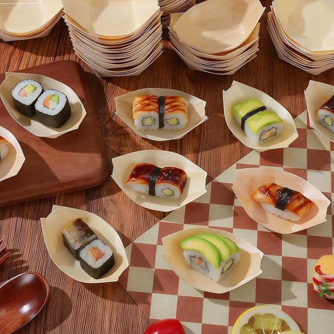 Juego de 150 Platos de Madera Desechables para Sushi, 3.3 pulgadas miniatura 8