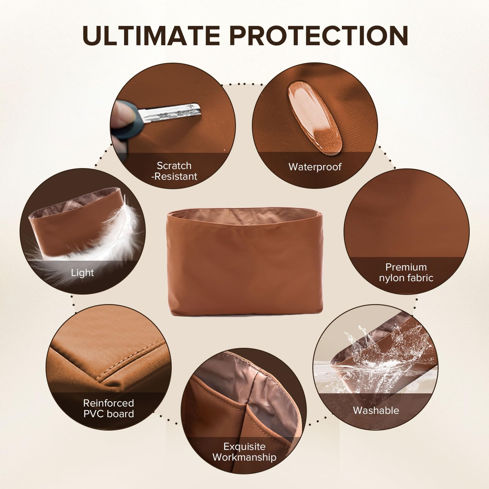 Organizador impermeable para bolso LV On The Go (marrón, grande, GM)