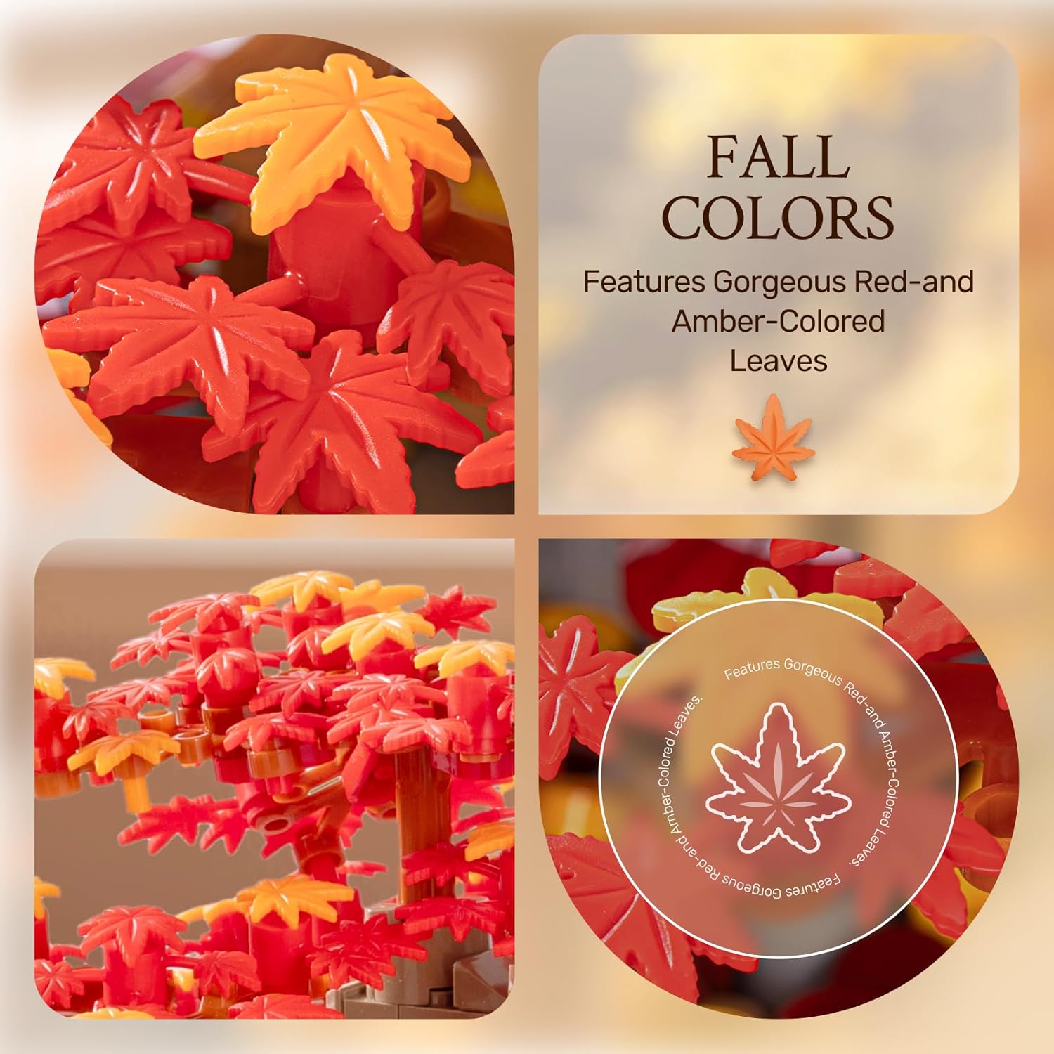 Wise Block Japanese Red Maple Bonsai Tree Building Toy Set for Adults - 900 Pcs Artificial Bonsai Tree Building Blocks for Adults, Seren Collection Maple Zen Decor Gift Set for Home Office Display - Image 3