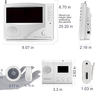 Wireless Calling System, 1 Caregiver Pager, 10 Call Buttons, 1 Clear Call Button & 1 Monitoring Unit for Emergency, Patients Seniors Clinic, 7 Languages Alert, White
