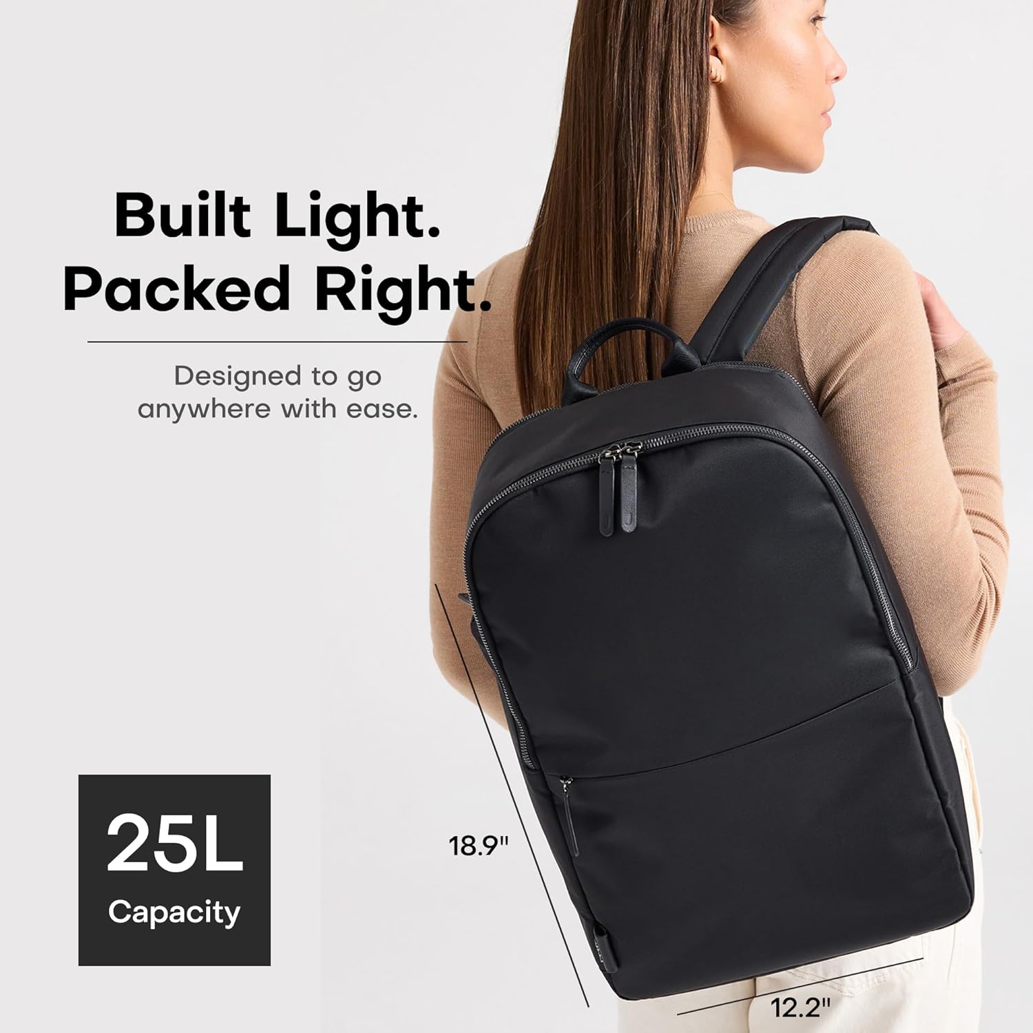 July Carry All Backpack 25L - Water-Resistant, Luggage Backpack for Men & Women - With Internal Dividers, Multi Pocket - Ideal for Travel, Work - Stylish, Quality & Durable - Midnight Black