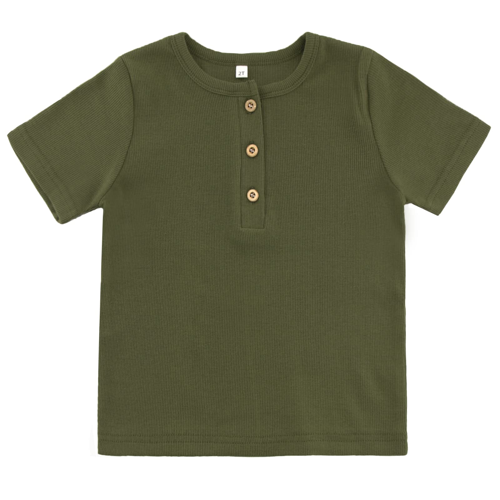 KISBINI Boys Henley T-Shirts Solid Short Sleeve Casual Tops Tees for Toddler Kids