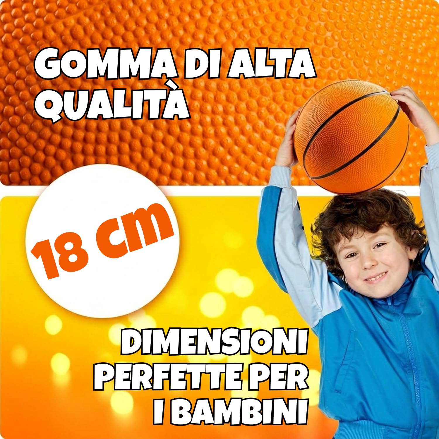 Bedwina Mini Palloni da Basket (2/4) 17,8 cm Misura 3 – Set con Mini Canestro per Interno/Esterno, Piscina, Feste, Giochi Arcade – Idea Regalo per Bambini