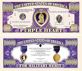 100 Purple Heart One Million Dollar Bills with Bonus â€œThanks a Millionâ€ Gift Card Set