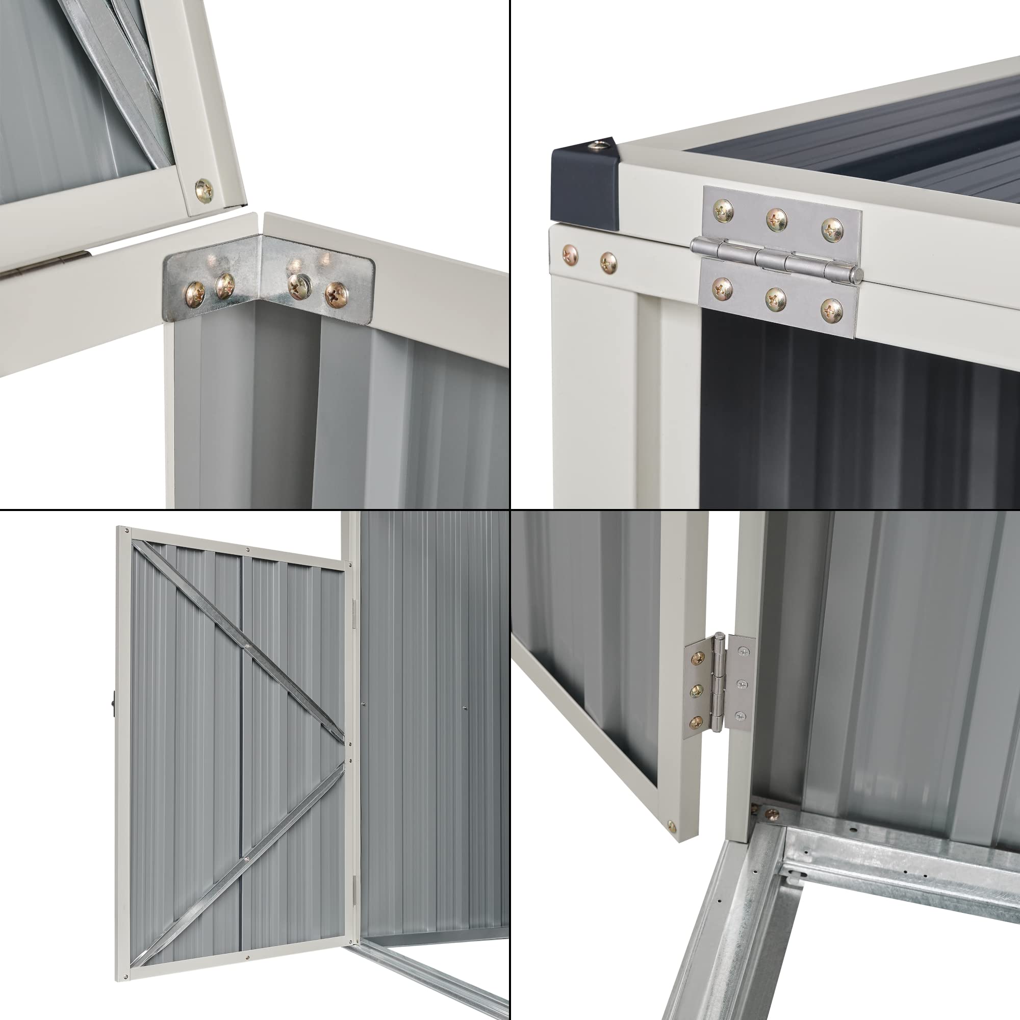 pro.tec Cache Poubelle Solide Abri Extérieur pour 3 Conteneurs à Ordures et Déchets de 240 L Portes à Poignée Acier Galvanisé Plastique 121 x 219 x 82 cm Gris Anthracite