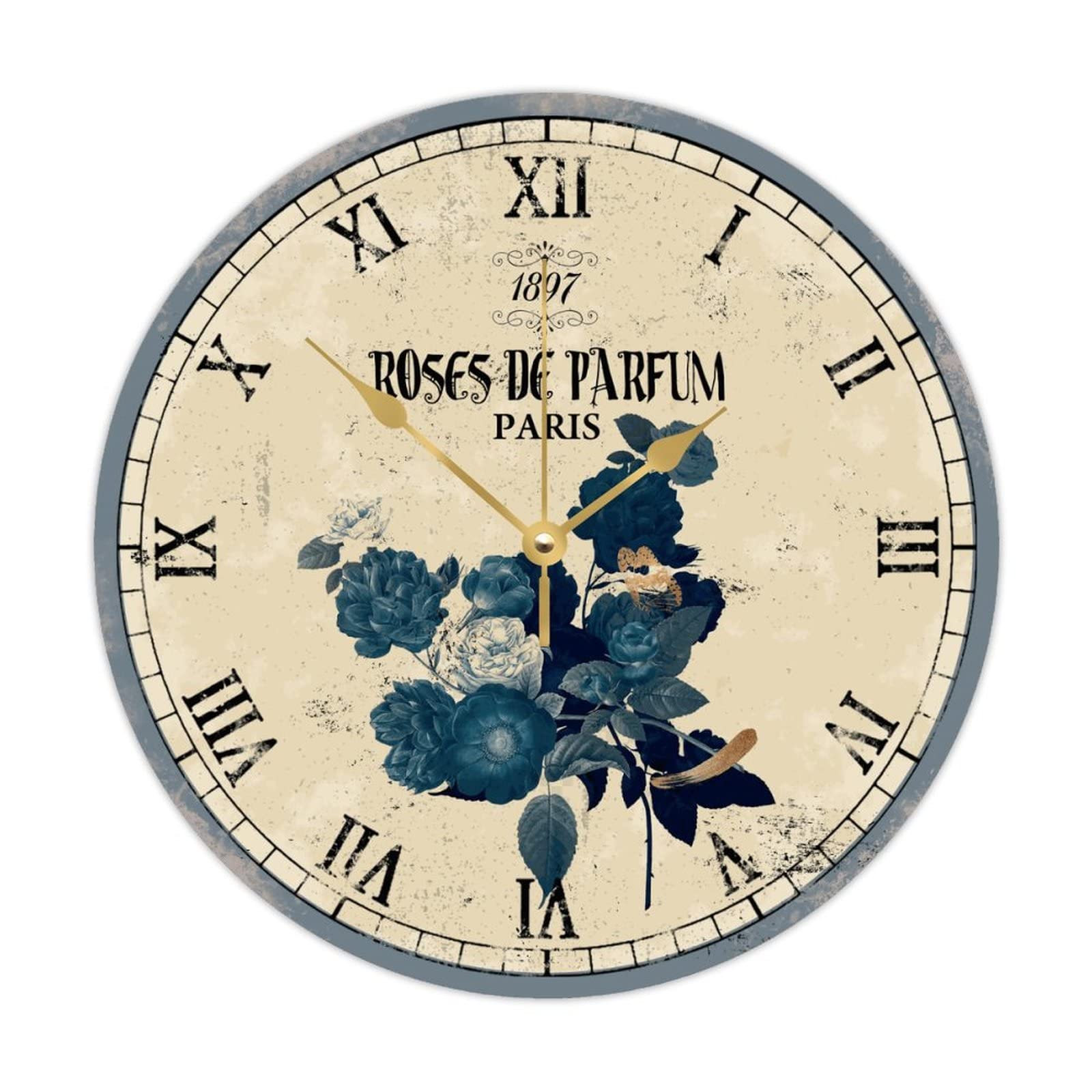 Horloge murale en bois fleurie et silencieuse 38cm pour un salon apaisant