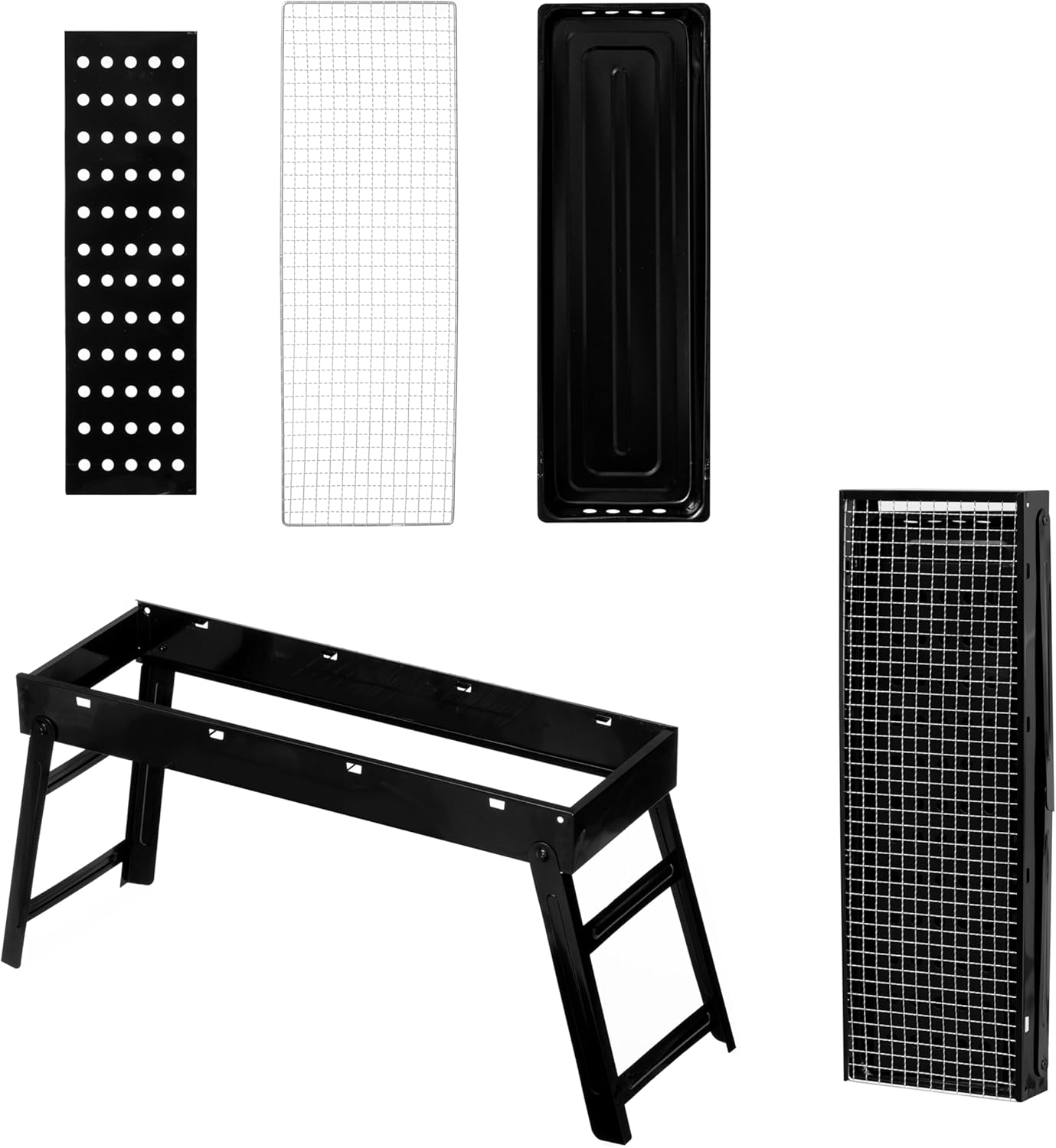 Gardenised Portable Standing Charcoal Grill Foldable Stainless Steel BBQ for Camping Backyard Tailgating Hiking Picnic Travel Beach Party Garden Gathering Poolside Cooking Skewers & Outdoor Barbecue