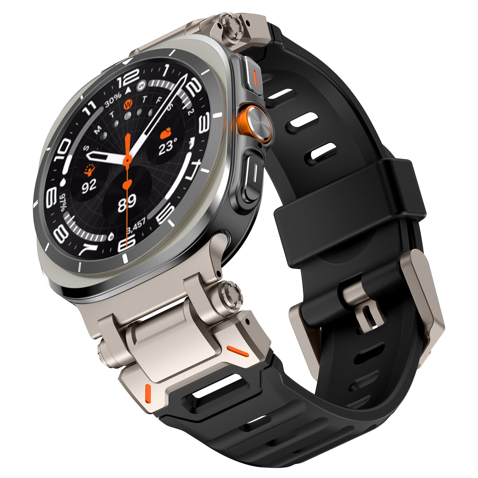 Compatible with Samsung Galaxy Watch Ultra 47mm Band FKM for Men, Fluororubber Sport Rugged Strap with Metal Connector Compatible with Galaxy Ultra 47 Mm Band-image-14