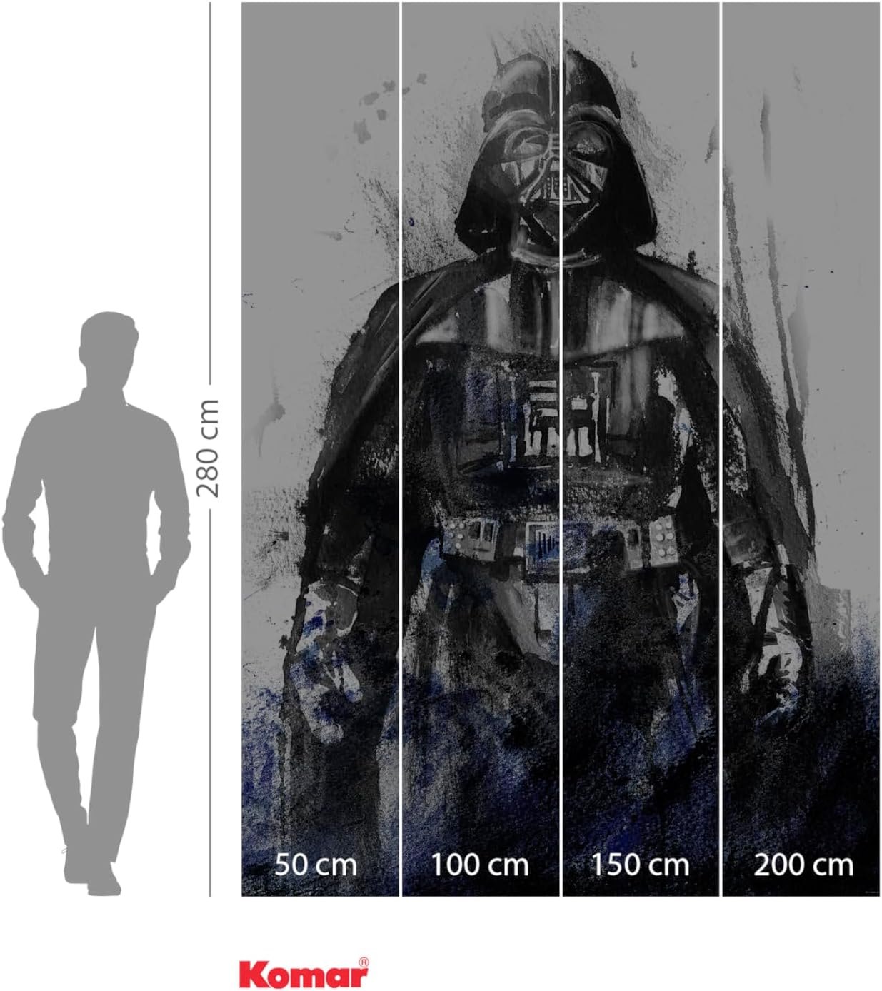 Komar Star Wars IADX4-017 Non-Woven Photo Wallpaper Star Wars Watercolor Vader Size 200 x 280 cm (Width x Height) Darth Dad Teenager's Room Children's Room Wallpaper