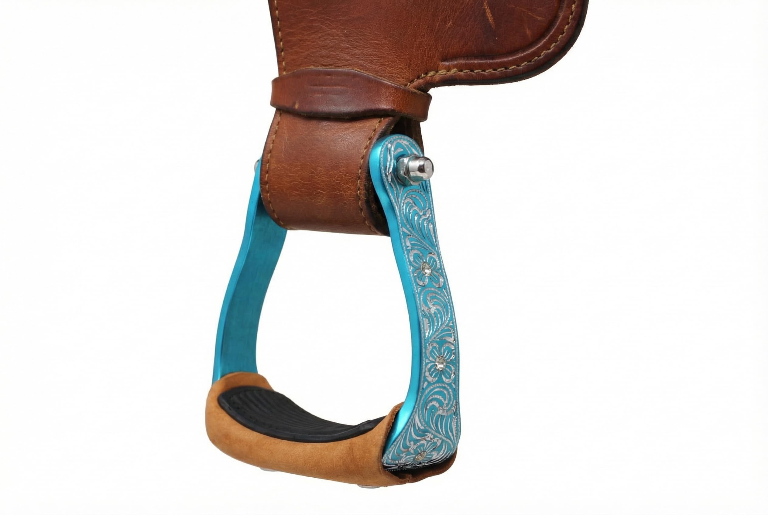 CHALLENGER Cavallo Western Turchese Inciso Strass Barrel Racing Alluminio Staffe 51179TR