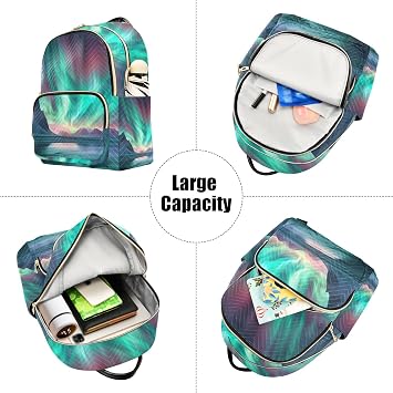 Aurora Borealis Pattern Mini Backpack Purse, Waterproof Mini Backpack for Women 8.5 L