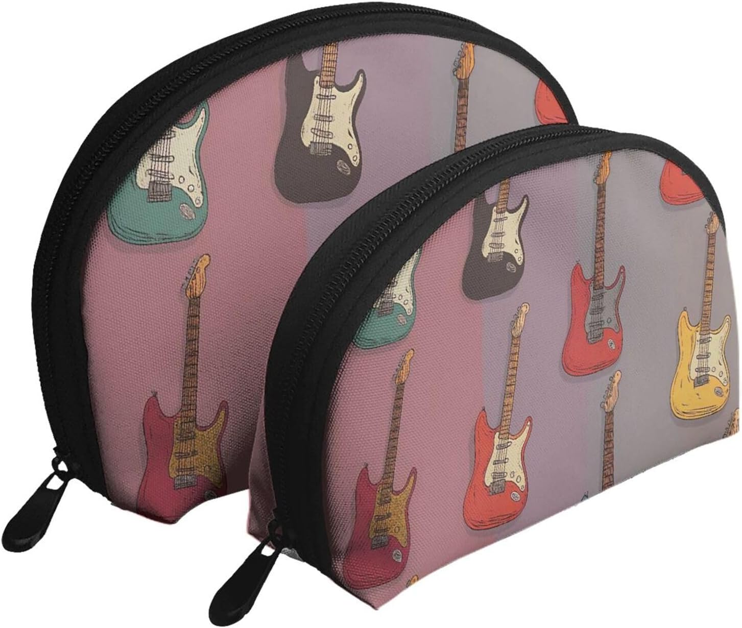 Colorful Guitar Music ﻿Portable Bags Clutch Pouch 2pcs Fashion Cosmetic Bag With Zipper