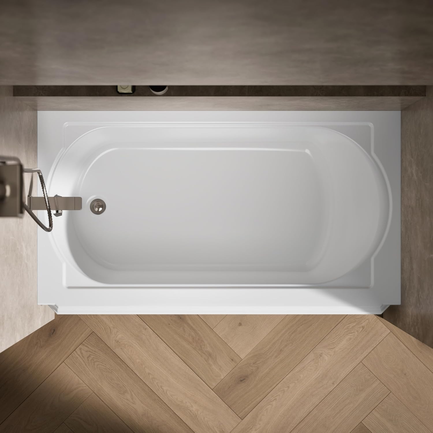 KOHLER K-721-0 Memoirs 60" x 33-3/4" Alcove Cast Iron Bathtub with Left-Hand Drain and Itegral Flange, Safeguard Slip-Resistant Surface, White