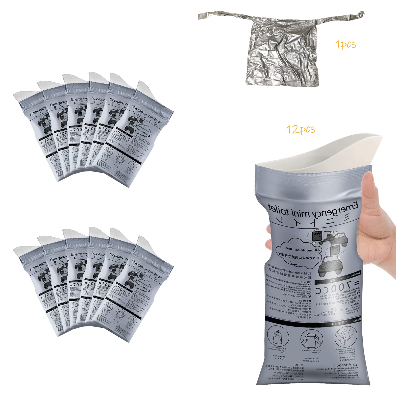 Lot De 10 Sacs à Urine Jetables 800 Ml – Super Absorbants, Scellables – Voyage, Camping, Urgence, Pour Tous