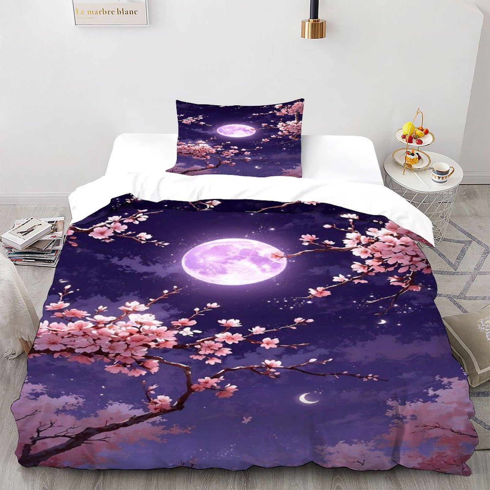 Housse de couette fleurs de cerisier lit simple parure de lit 2p