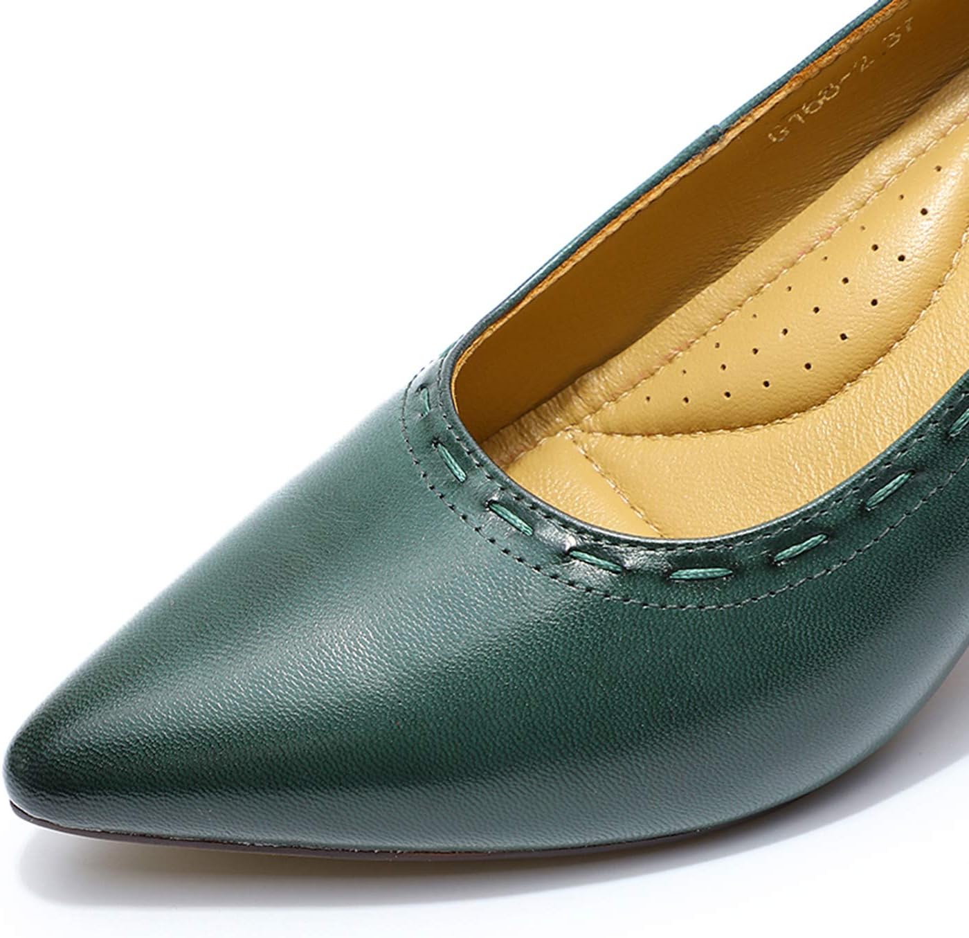 Mona flying Women's Leather Pointed Toe Dress Pumps Comfort High Heels Office Work Shoes for Ladies - Image 3