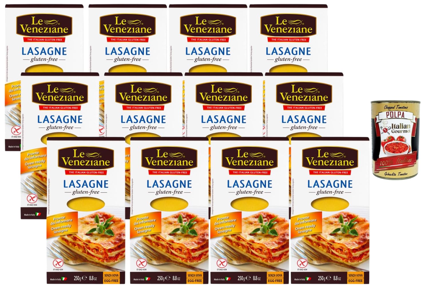 Italian Gourmet Le veneziane Glutenfreie Lasagneplatten ohne Ei 12x250g,3kg