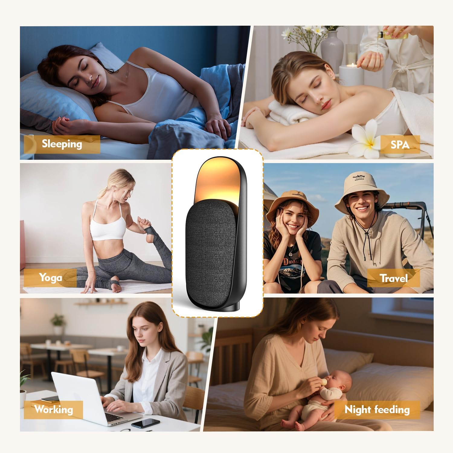 Sound Machine Night Light White Noise Machine with BT Speaker,6 Soothing Sounds,White Noise Sound Machine with Convenient Timer Options,for Baby Kids Adult Home Office Travel