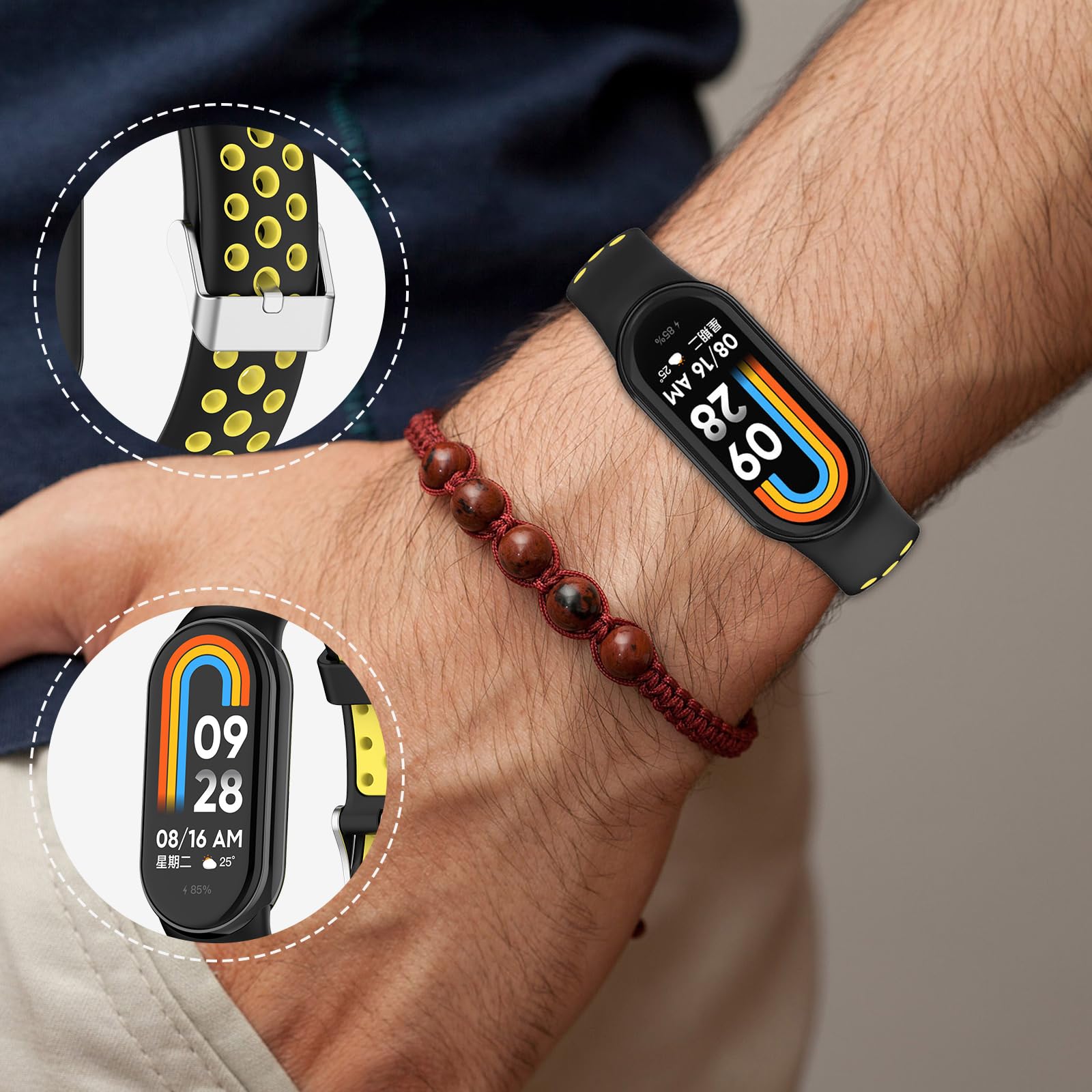 Xiaomi Smart Band 8 Cinturino A Catena Bianco (Acciaio inossidabile, Pelle di vitello