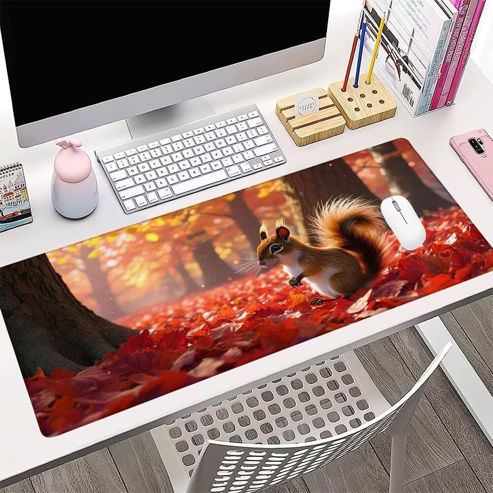 Podkładka pod mysz XXL kolor pomarańczowy pod ręką biurko akcesoria do gier klawiatura podkładka pod mysz wiewiórka szeroka mata do gier 1400 x 600 x 3 mm wodoodporna antypoślizgowa gumowa podstawa