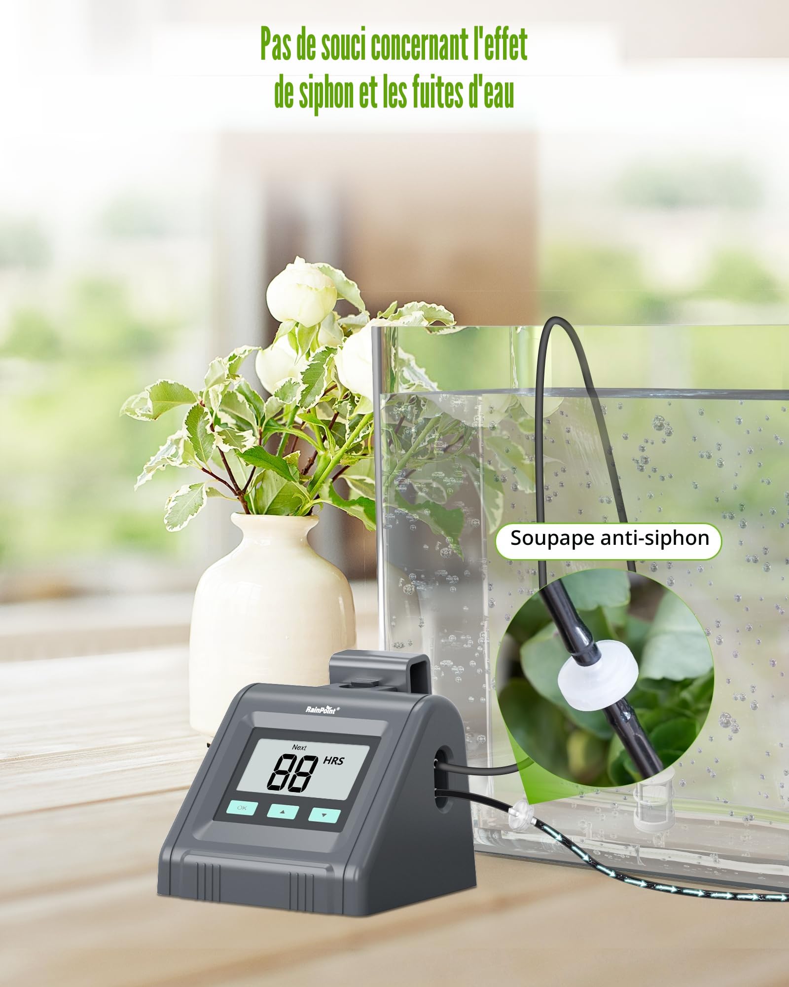 RAINPOINT Arrosage Goutte à Goutte Automatique, Débit d'eau Réglable, Système D'irrigation Automatique pour Plantes D'intérieur, Jardin, Balcon, Prend en Charge Jusqu'à 10 Pots