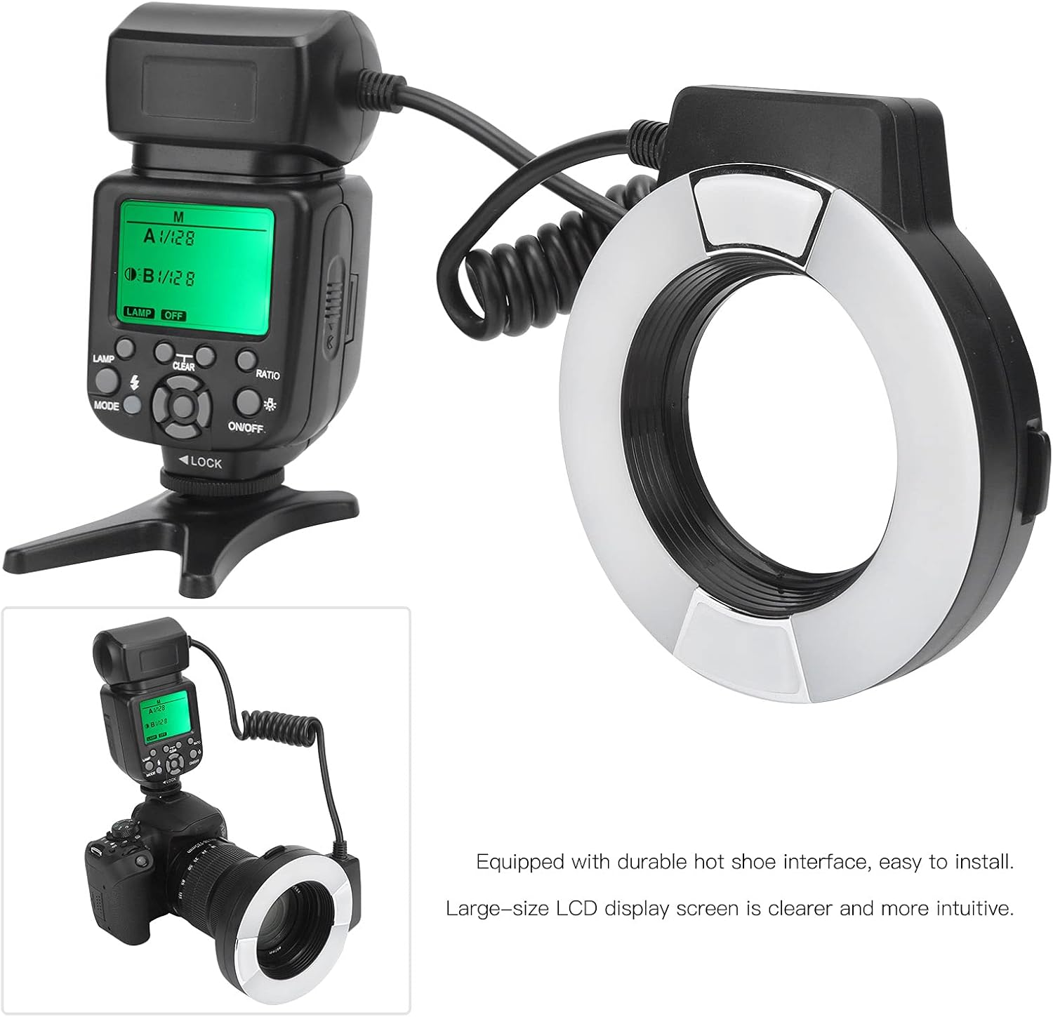 Macro TTL Flash Light, Portable Universal High Strength Macro Flash Easy to Install Plastic for Camera