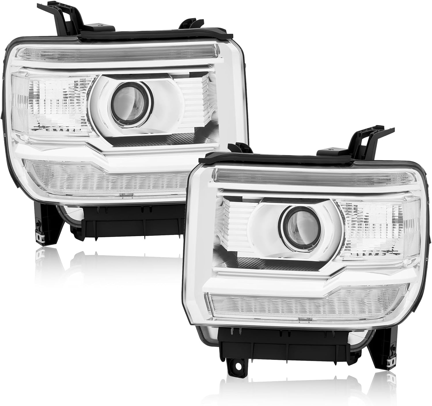 LED DRL Headlight Assembly Compatible with 2014-2015 GMC Sierra 1500,