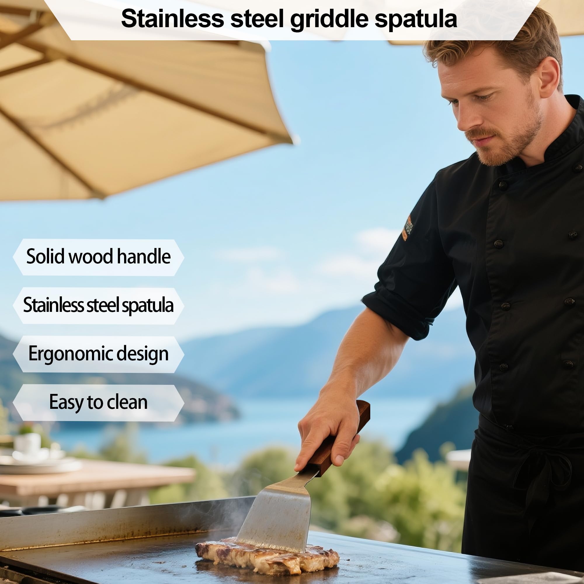 7-teiliges Smash-Burgerpressen-Set – 3-in-1 Hamburgerpresse Patty Maker, 17,8 cm Gusseisen-Burgerpresse, Spatel, antihaftbeschichtete Patty-Papier, Gewürzstreuer und Bürste, Burgerzerkleinerer für