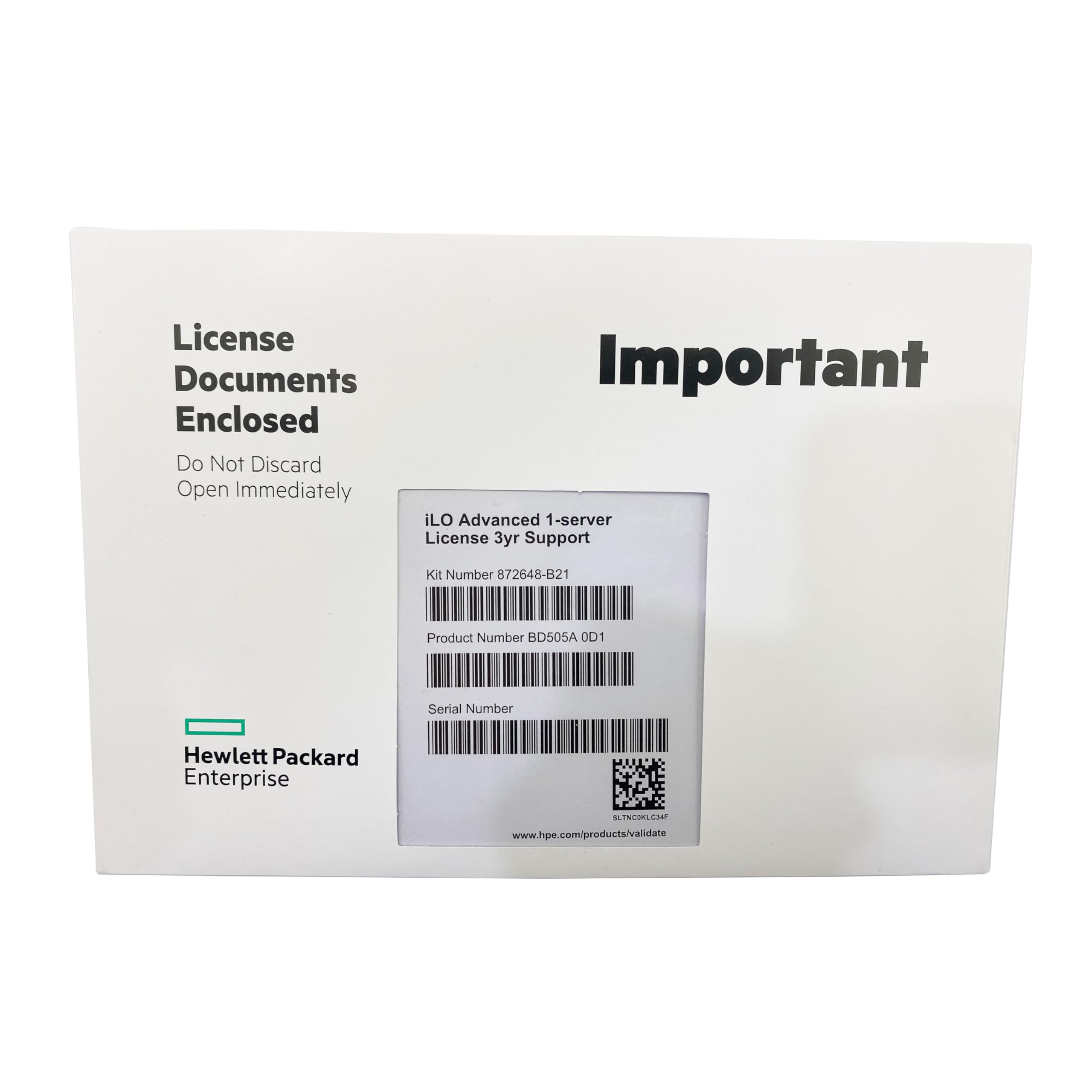 ILO 3/4 / 5 Advanced 1 Server License 3yr Support Compatible with HPE ProLiant DL360 DL380 DL580 G8 / G9 / G10 872648-B21 BD505A 0D1