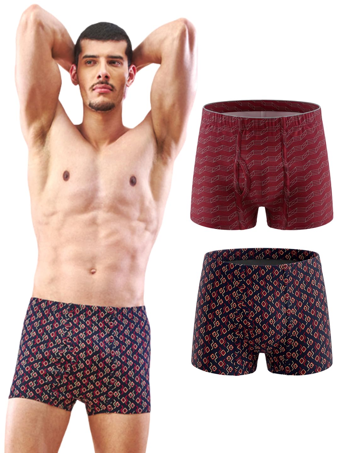 lux nitro Men's Semi Long Printed Trunk | 100% Cotton | Super Soft Inner Waistband | Breathable & Stylish Pack of 3-picture-25