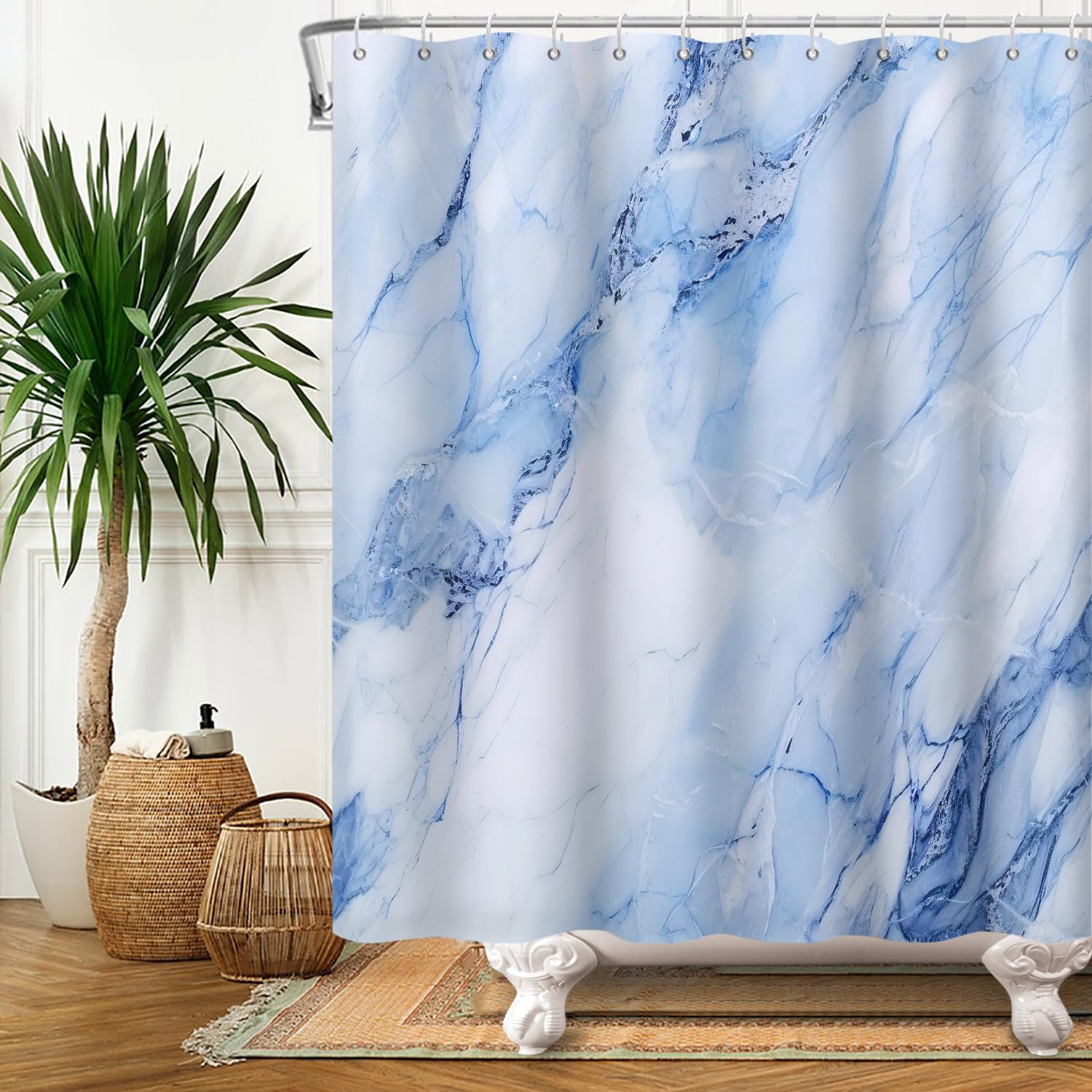Kzzfqxb 180x180cm Shower Curtains with Plastic Hooks - Image 4