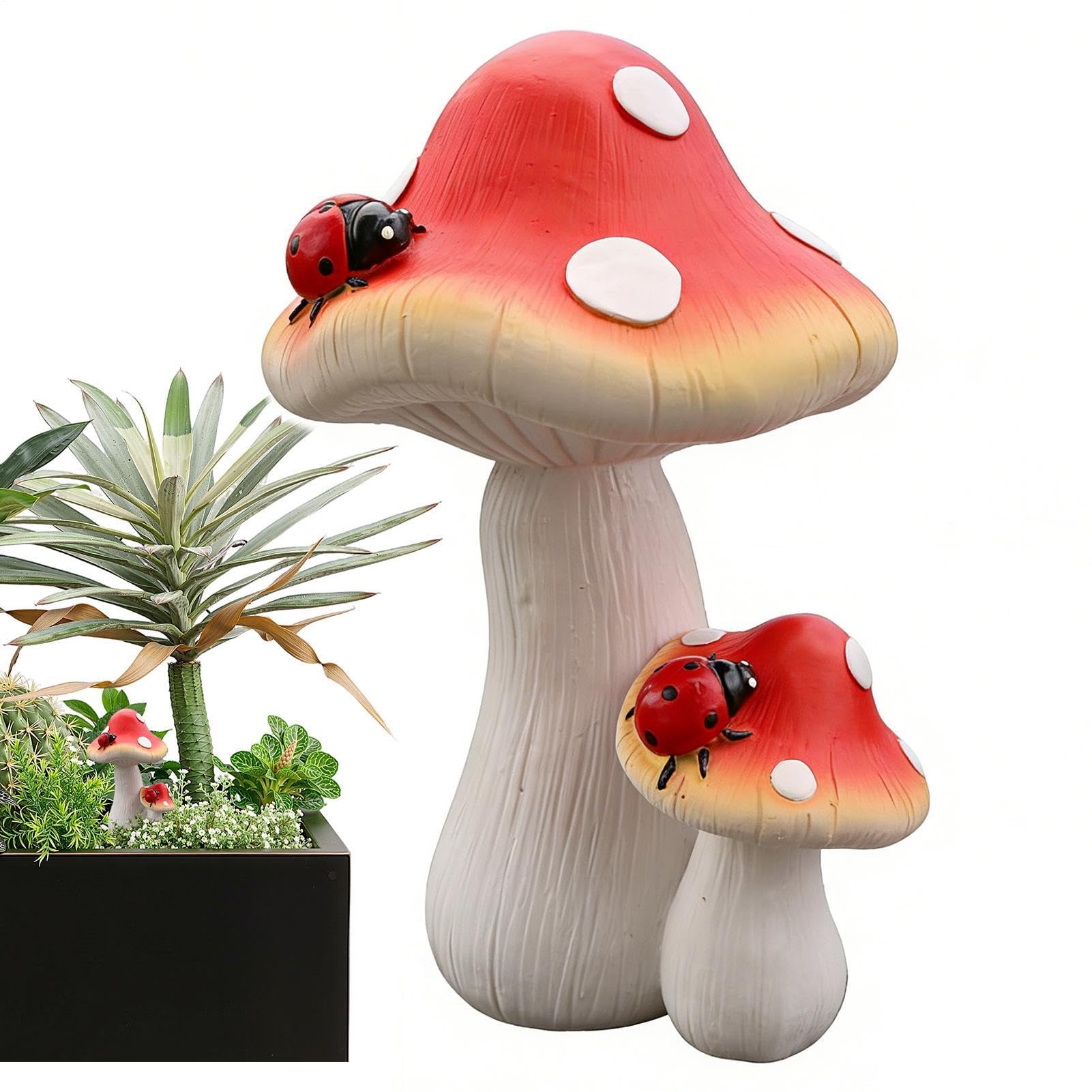 Figures de champignons en résine pour décoration de jardin et extérieur
