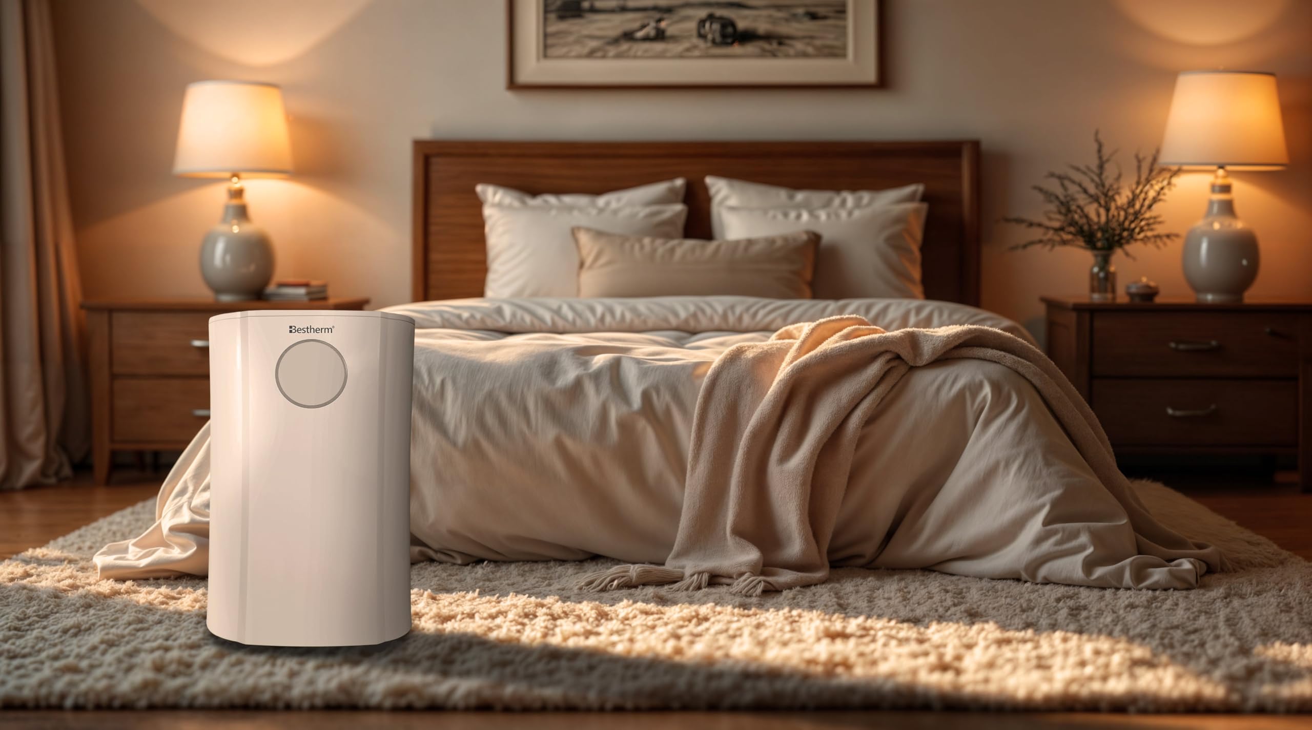 BESTHERM - Deshumidificador de aire BESTHERM - Feryel 24L/día, depósito extraíble, filtro de carbón activado, ionizador integrado