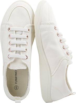 FUNKYMONKEY Womens Casual Supportive Sneaker Low Top Canvas Tennis Shoes