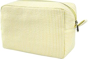 Chic Pastel Cosmetic Carrier: GFU Seersucker Makeup Bag