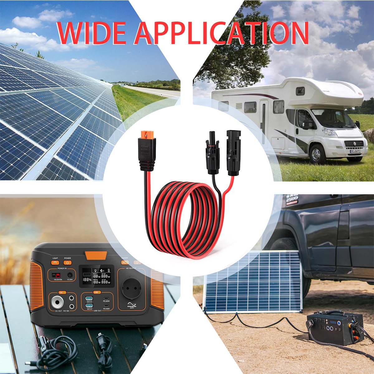 ELFCULB 10AWG Solar to XT60i Charging Cable Solar Panel Extention Cable for Portable Power Station River 600 Solar Generator Battery Pack(10FT)