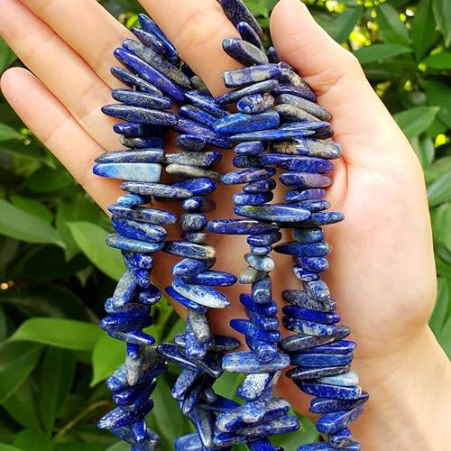 Miniatura 4 de Adabele - Cuentas sueltas de punta de diente de lapislázuli azul natural, 1 hebra, agujero perforado de 0.316 pulgadas a 0.998 pulgadas (7 a 0.906